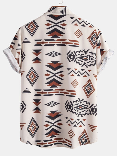 Hermes® | Aztec Geometric Print Shirt & Swim Shorts