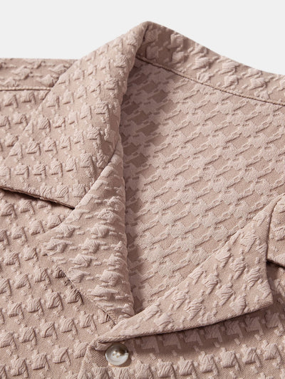 Aethelred® | Houndstooth Jacquard Cuban Shirt & Straight Leg Linen Pants