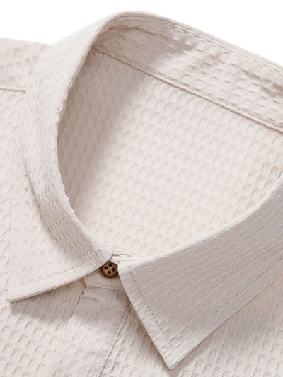 Orestes® | Waffle Polo Collar Shirt With Pocket & Waffle Shorts