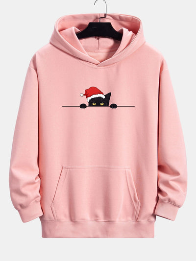 Lawrence | Christmas Black Cat Print Relax Fit Hoodie