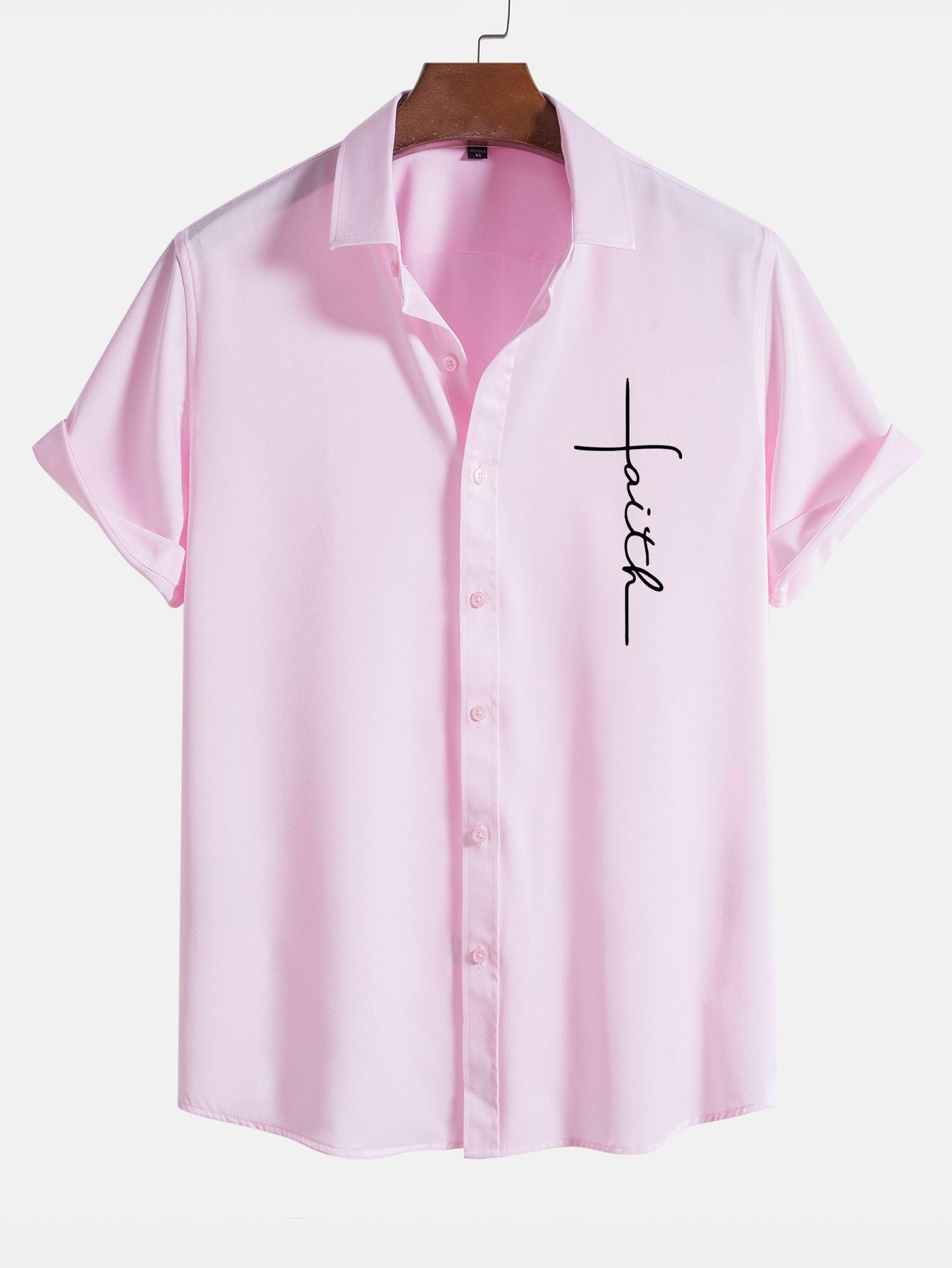 Amedeus® | Faith Letter Print Button Up Shirt