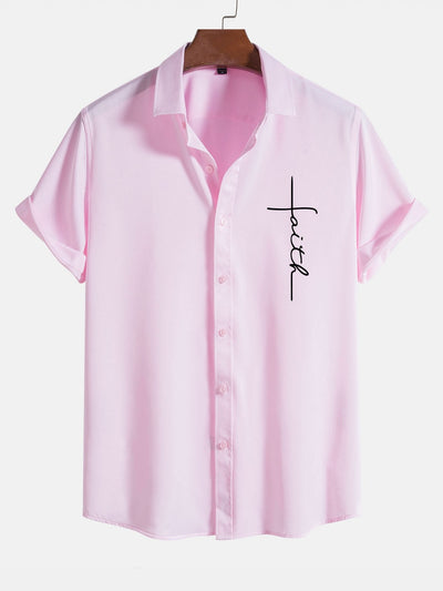 Amedeus® | Faith Letter Print Button Up Shirt