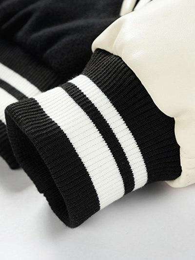 Grayson | Contrast Wool Look PU Baseball Jacket