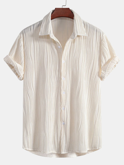 Basilio® | Wave Textured Button Up Shirt & Shorts