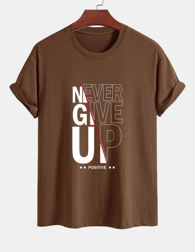 Trasímaco® | Never Give Up Print Cotton T-Shirt