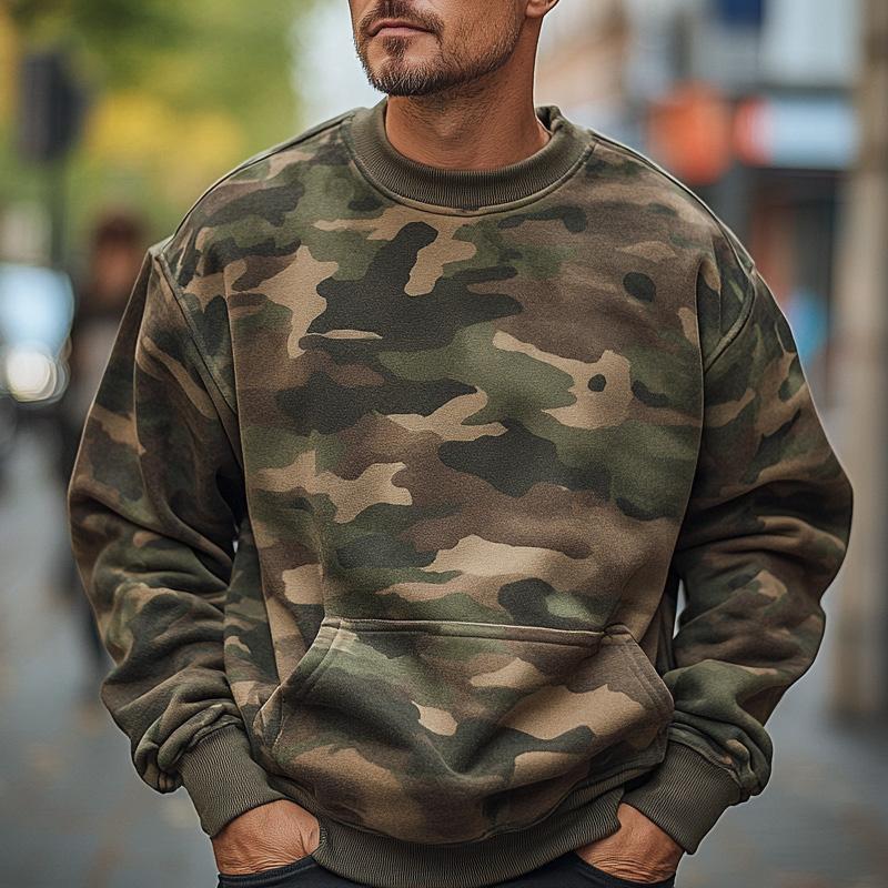 Men's Camoflage Print Crew Neck Sweatshirt