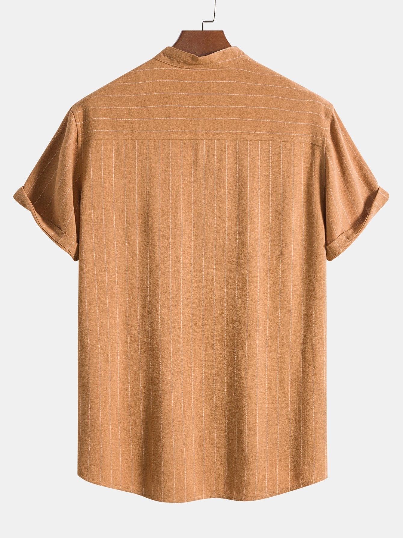 Aryan® | Linen Blend Striped Half Open Placket Henley Collar Shirt