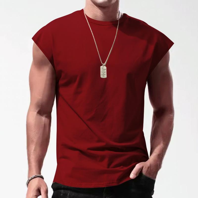 Men's Solid Loose Sleeveless  Sports T-shirt