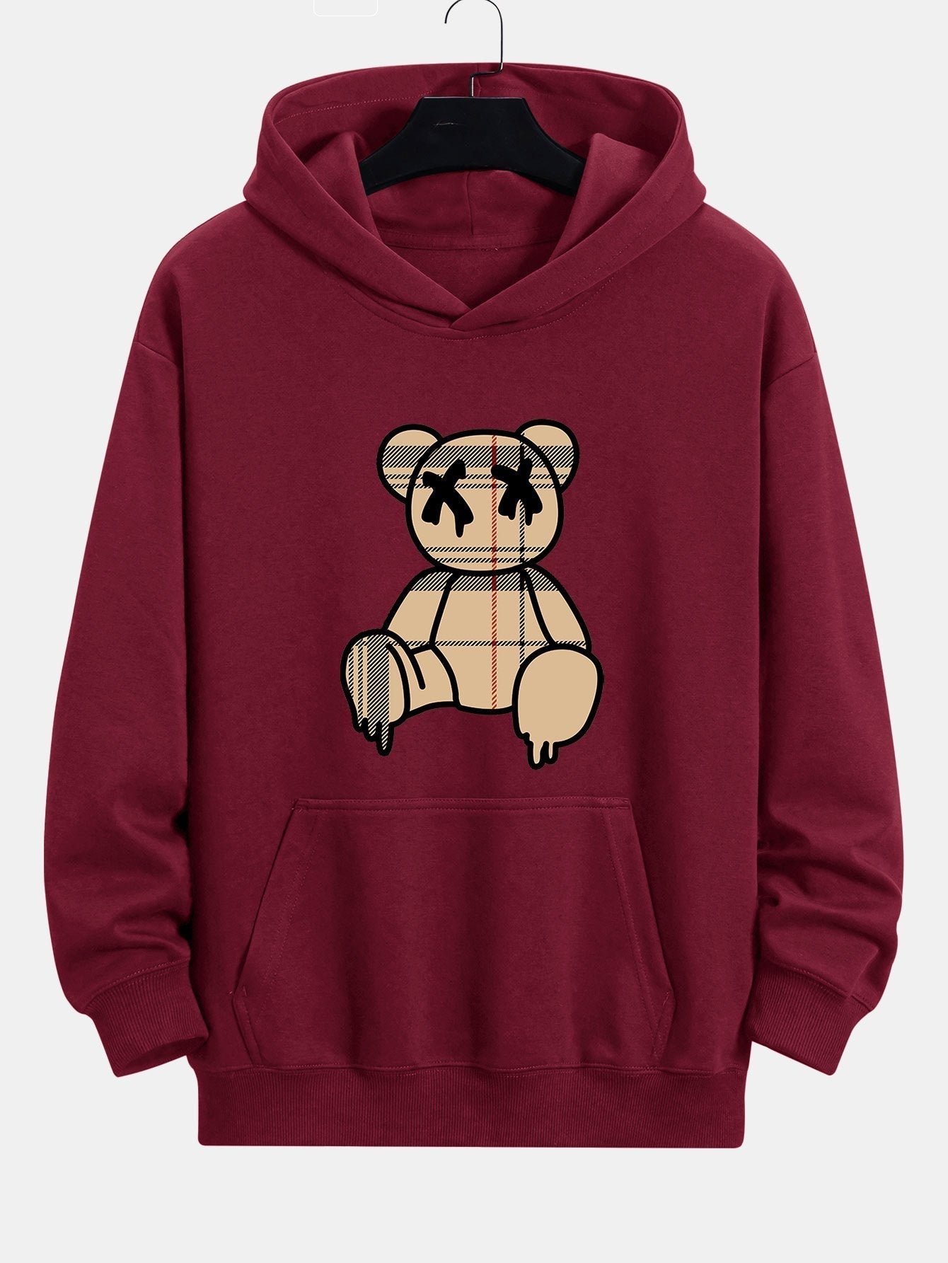 Marcus | Plaid Dissolving Bear Print Relax Fit Hoodie