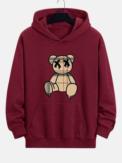 Marcus | Plaid Dissolving Bear Print Relax Fit Hoodie