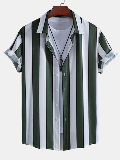 Anatoliy® | Stripe Print Button Up Shirt