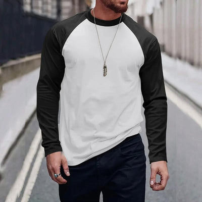 Men's Retro Casal Colorblock Rond Neck Long Sleeve T-Shirt