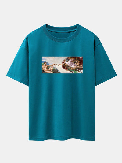 Jimmy® | The Creation Of Adam Print Drop Shoulder Oversize T-Shirt