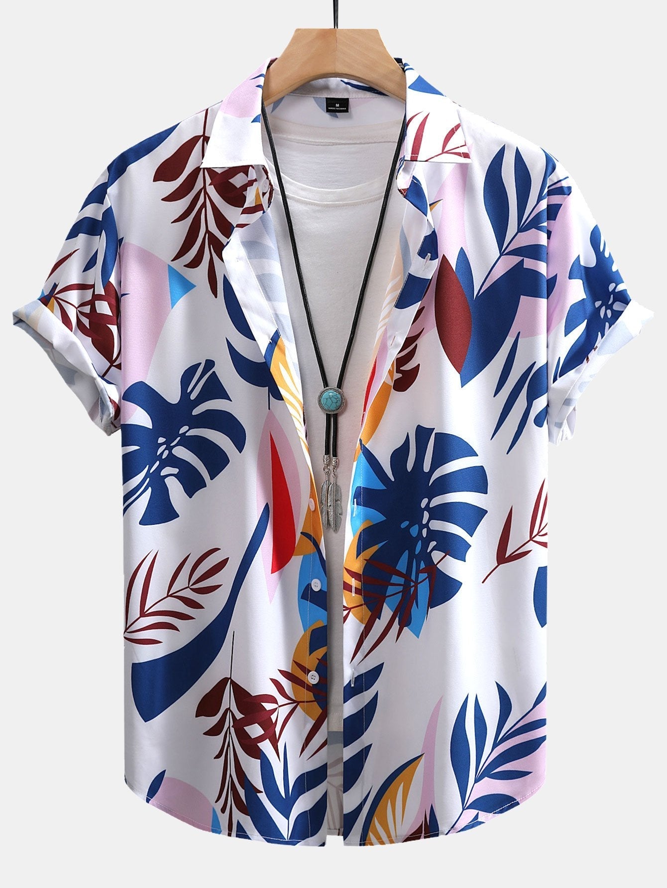 Adonis® | Colorful Leaf Print Button Up Shirt & Swim Shorts