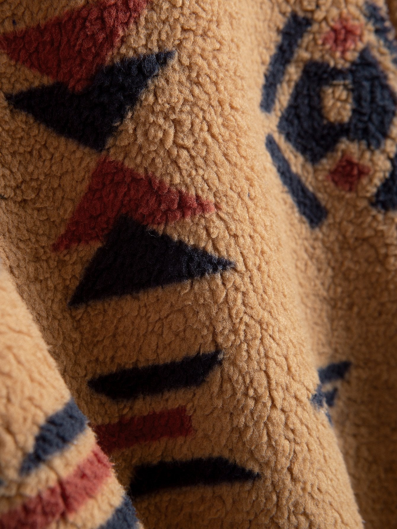 Alejandro | Aztec Print Patchwork Teddy Fleece Coat