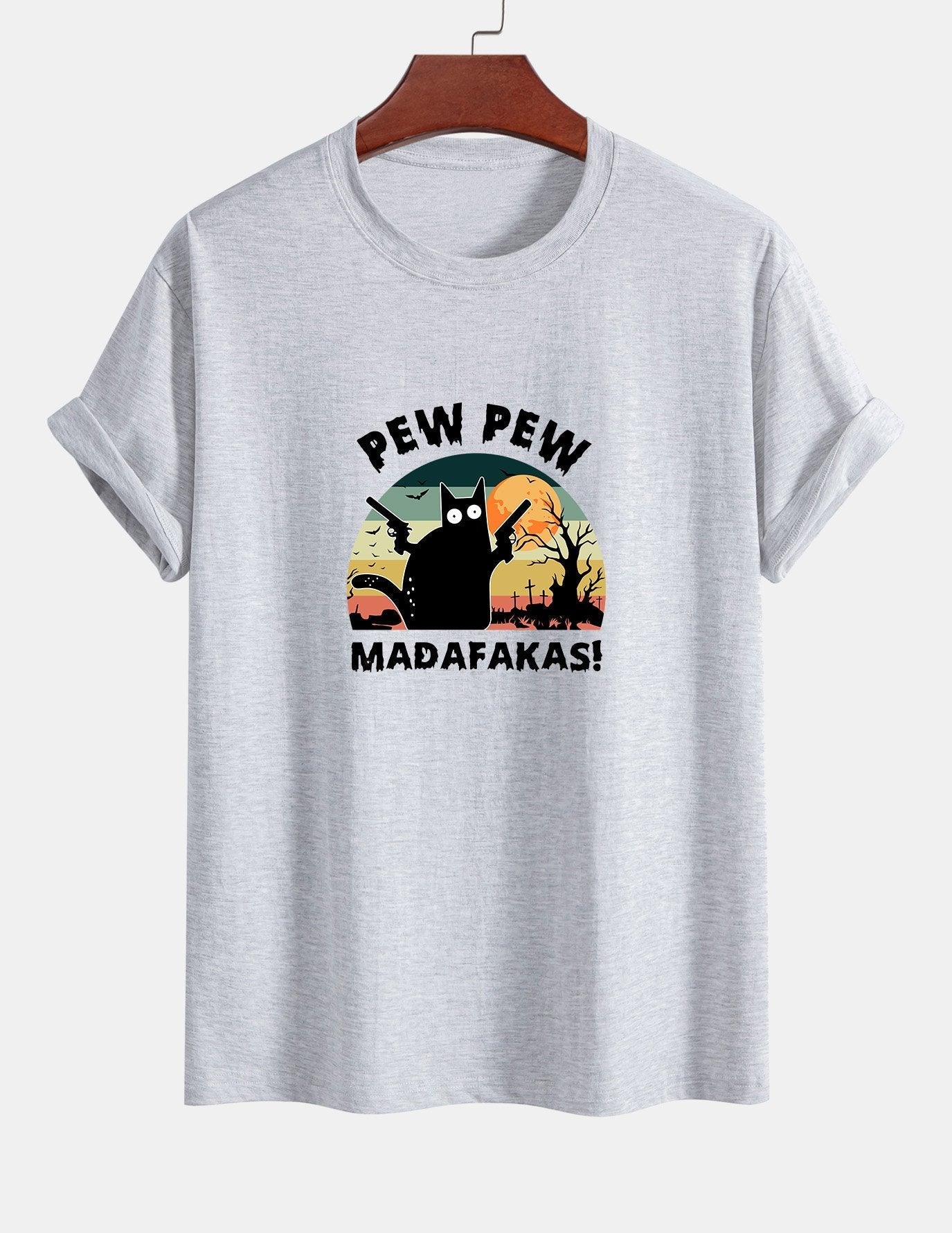 Telesforo® | Black Cat Print Cotton T-Shirt