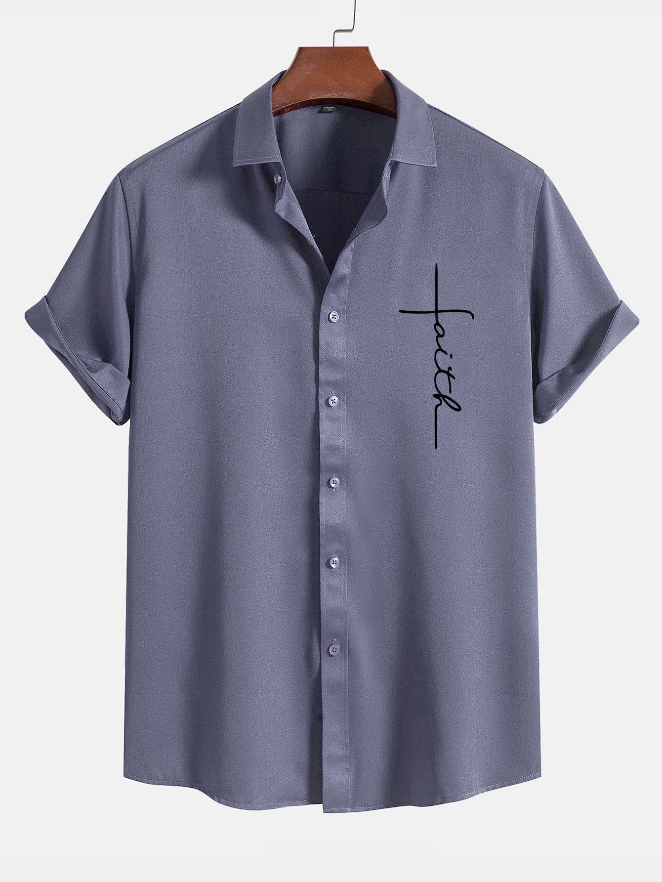 Amedeus® | Faith Letter Print Button Up Shirt