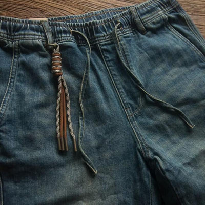 Men's Casal Solid Color Drawstring Straight Jeans