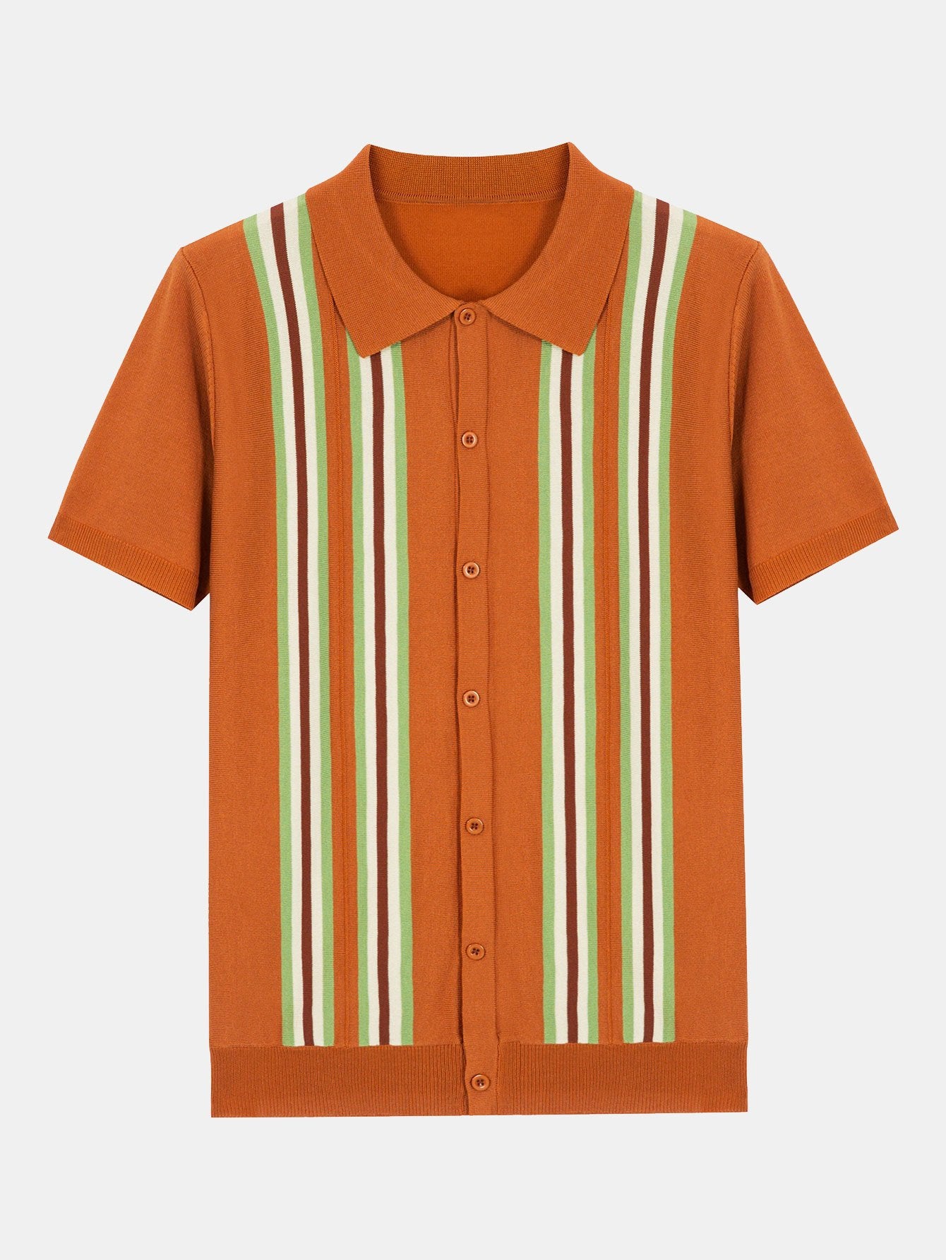 Jasper | Short Sleeve Striped Button Up Sweater Polo