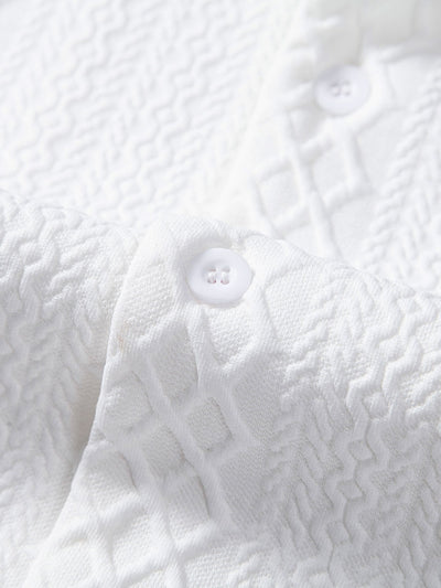 Apolinar® | Rhombus Geometric Jacquard Textured Cuban Shirt