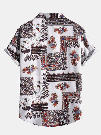 Ambros® | Paisley Patchwork Print Button Up Shirt