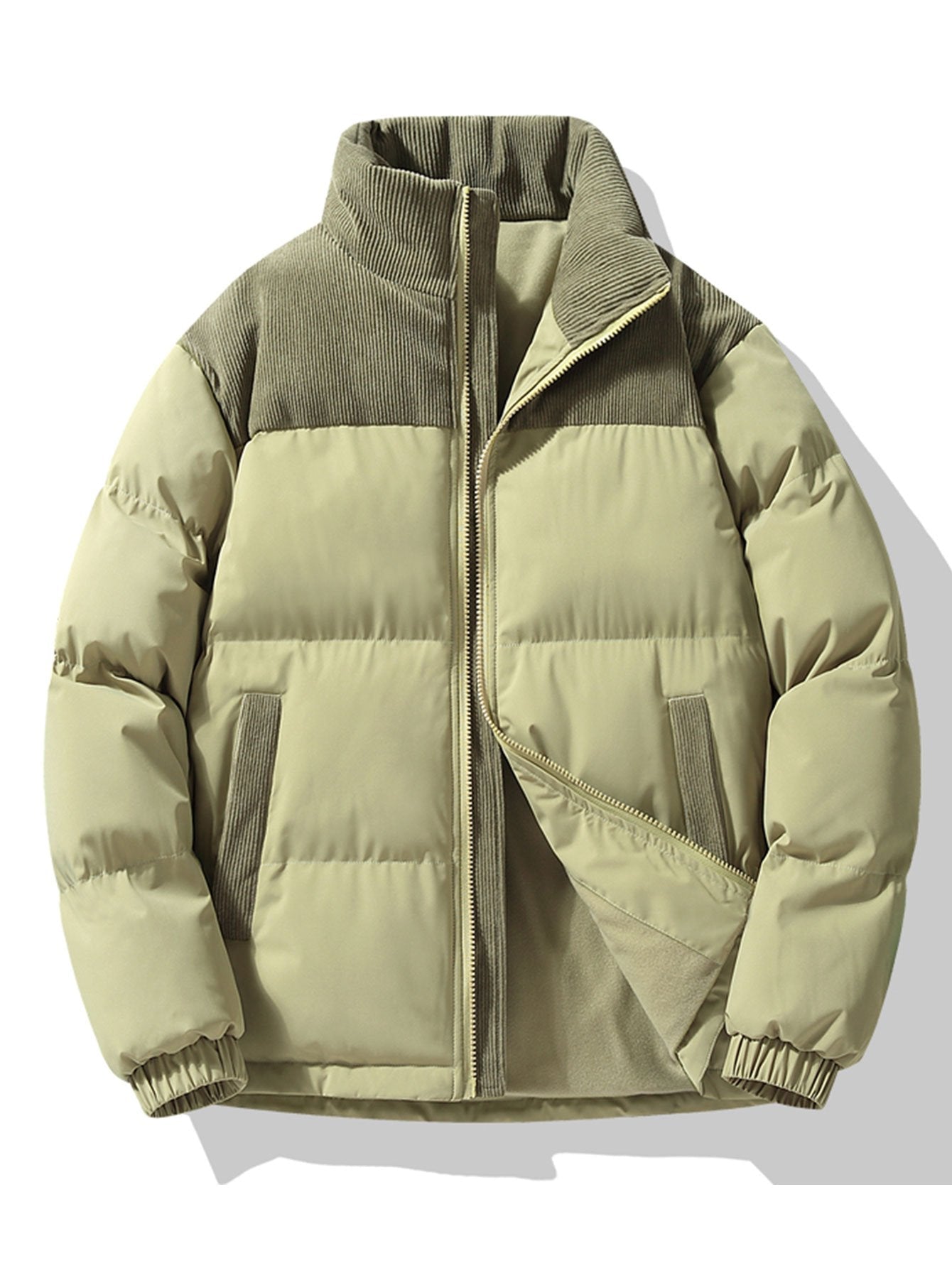 Ezra | Corduroy Patchwork Puffer Jacket