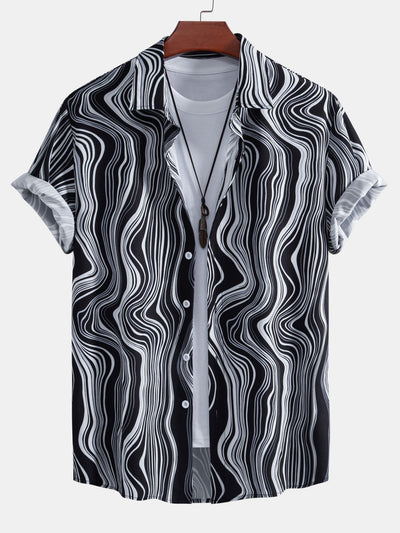 Armelin® | Marble Texture Print Button Up Shirt