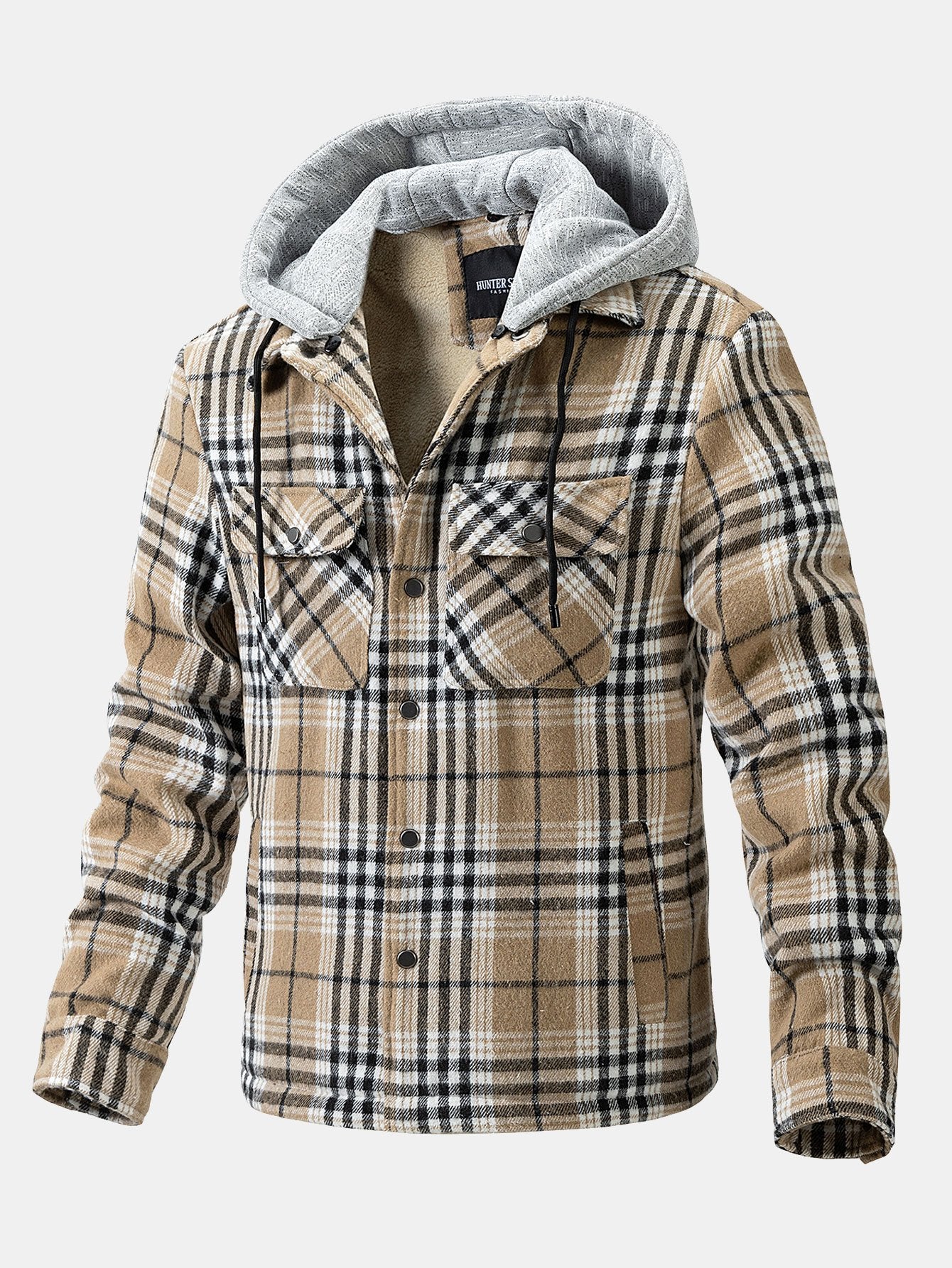 Forest | Teddy Fleece Lined Detachable Flannel Plaid Hooded Coat