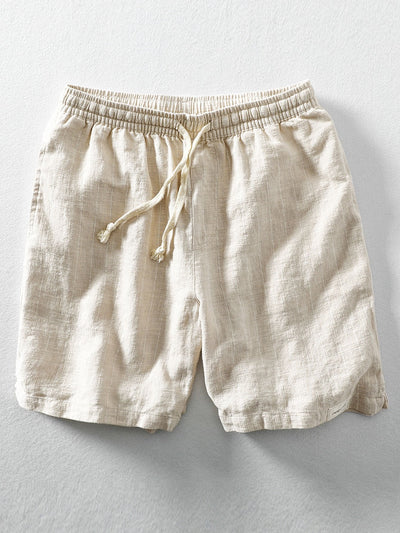 Barath® | Linen Cotton Blend Drawstring Striped Shorts