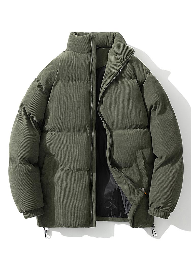 Cyrus | Funnel Neck Corduroy Puffer Coat