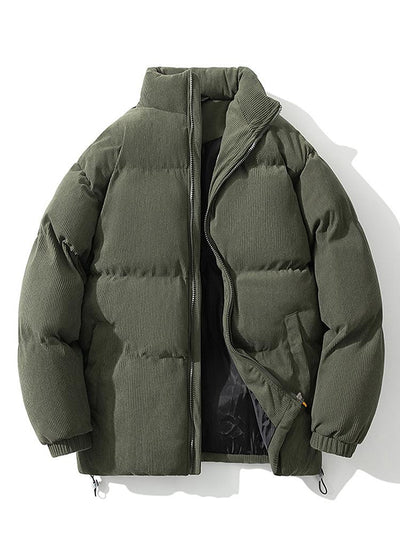 Cyrus | Funnel Neck Corduroy Puffer Coat