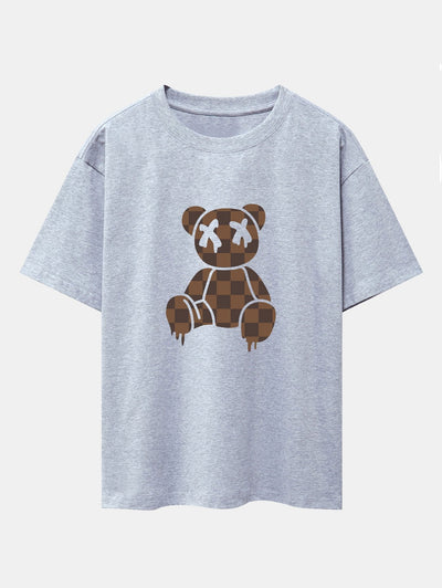 Isidro® | Checkerboard Dissolving Bear Drop Shoulder Oversize T-Shirt