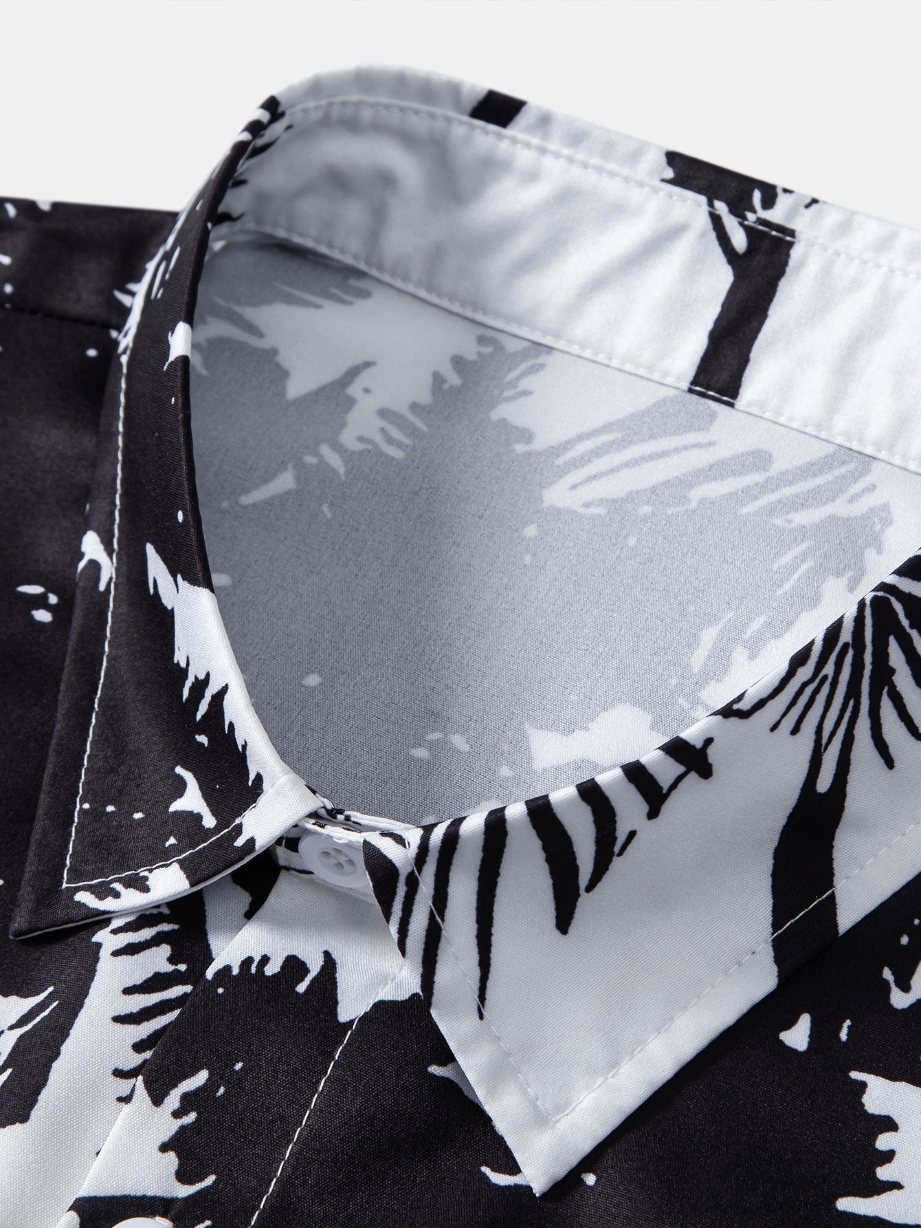 Admeto® | Palm Trees Print Button Up Shirt & Striped Print Swim Shorts
