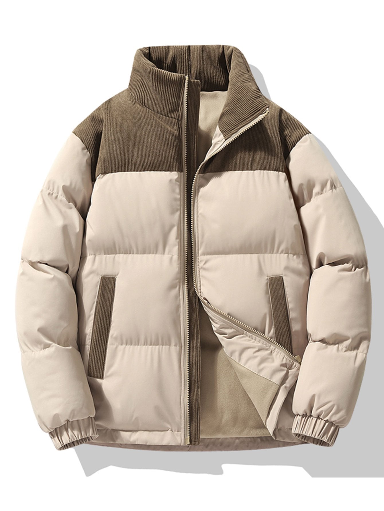 Ezra | Corduroy Patchwork Puffer Jacket