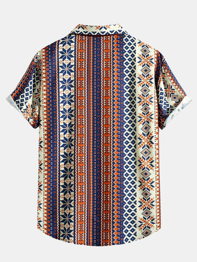 Ameer® | Aztec Geometric Print Button Up Shirt