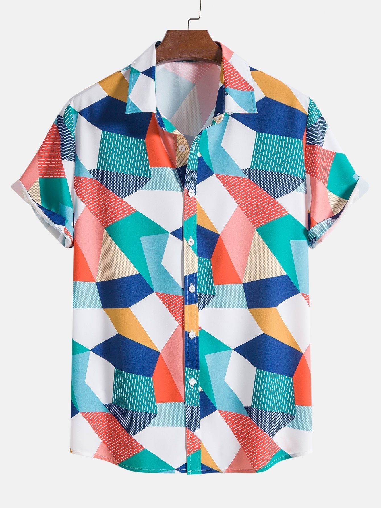 Anuar® | Color Block Geometric Print Shirt
