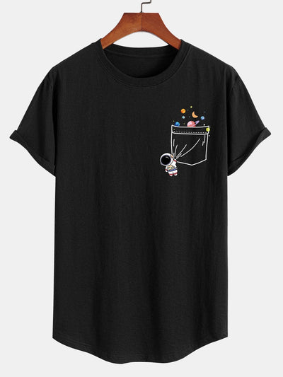 Kilian® | Astronaut Space Pocket Print Cotton Arc Hem T-Shirt