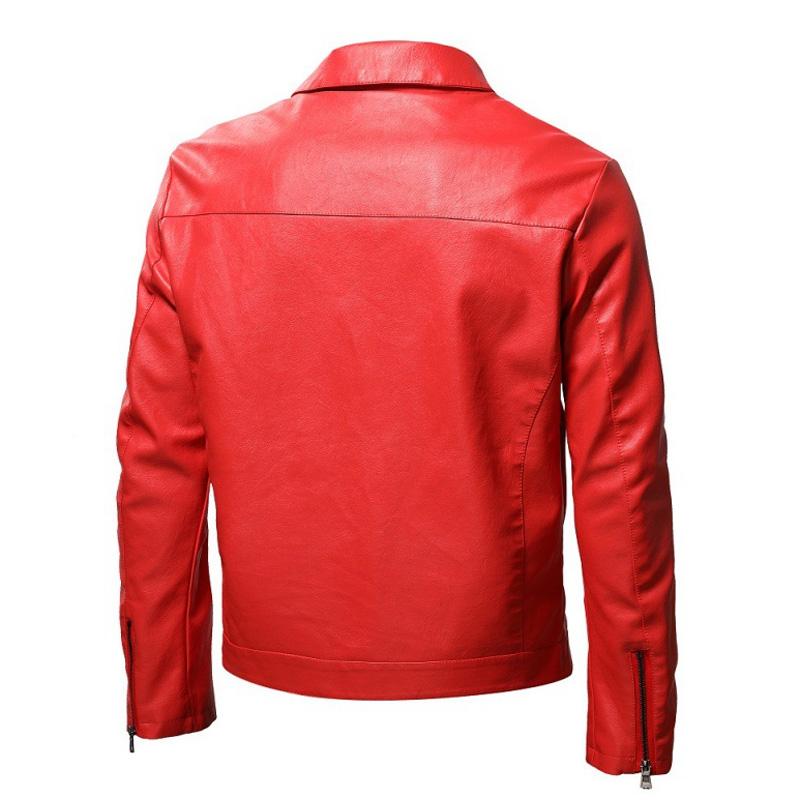 Men's Lapel Collarip-p Leather Jacket