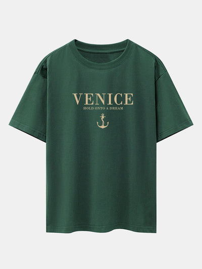Asher® | Venice Anchor Print Drop Shoulder Oversize T-Shirt
