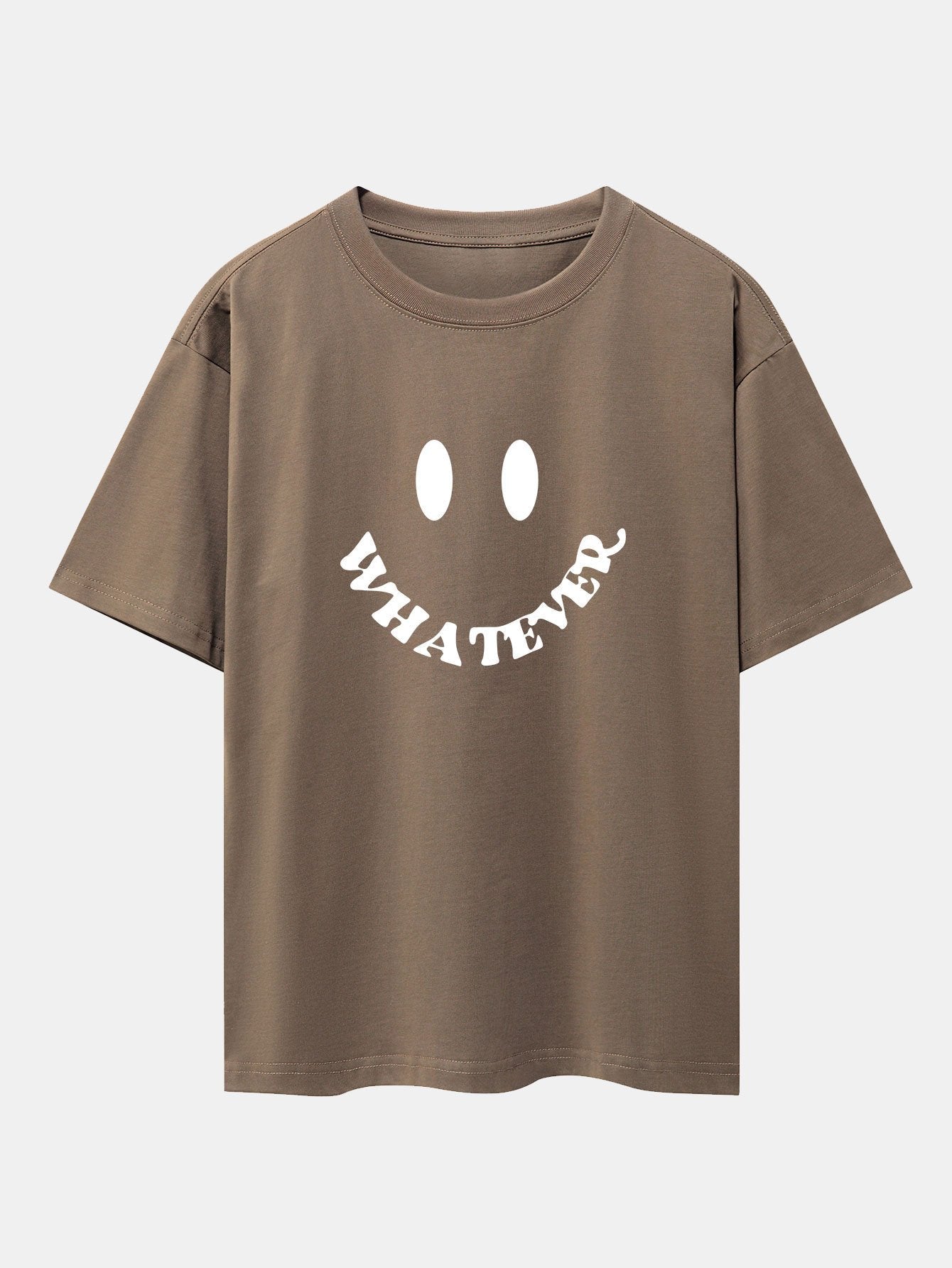 Andrés® | Smiley Face Slogan Print Drop Shoulder Oversize T-Shirt
