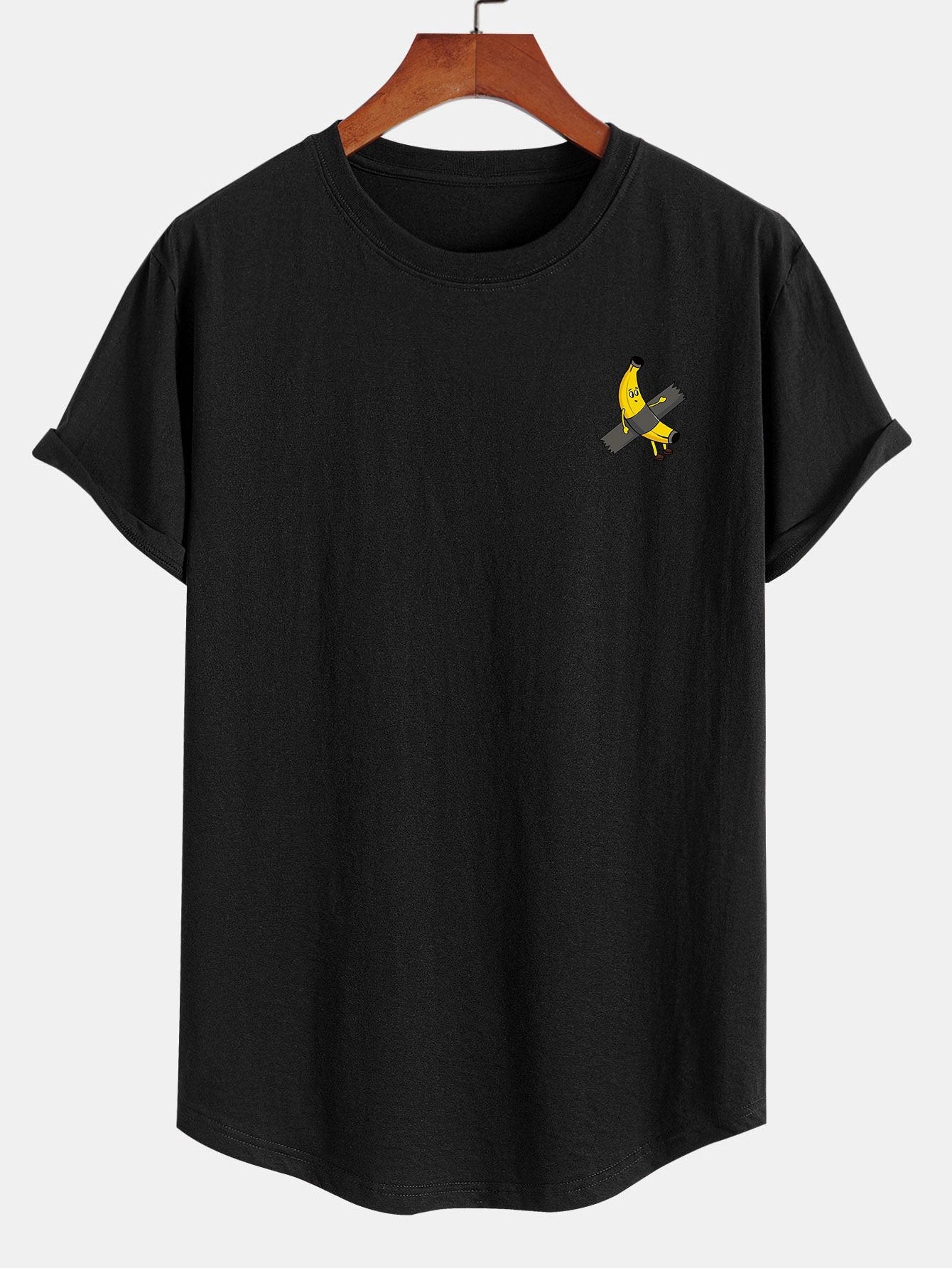 Noé® | Banana Print Cotton Arc Hem T-Shirt