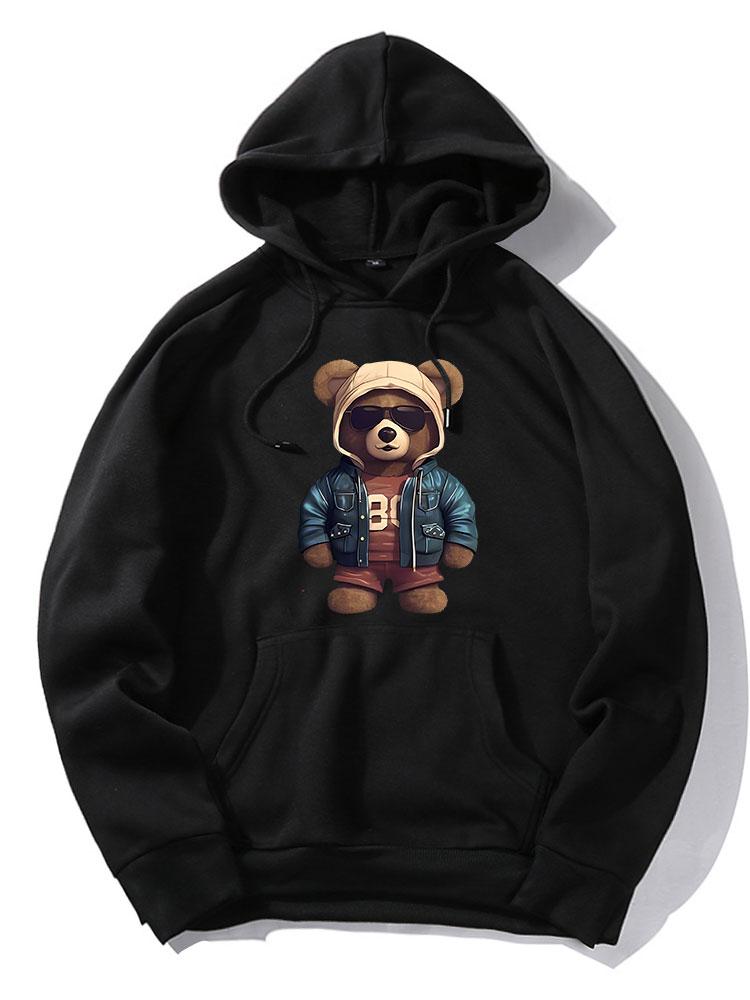 Benedict | Bear In Leather Jacket Print Hoodie