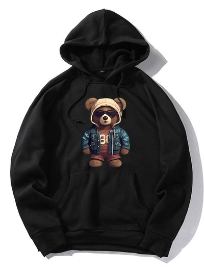 Benedict | Bear In Leather Jacket Print Hoodie