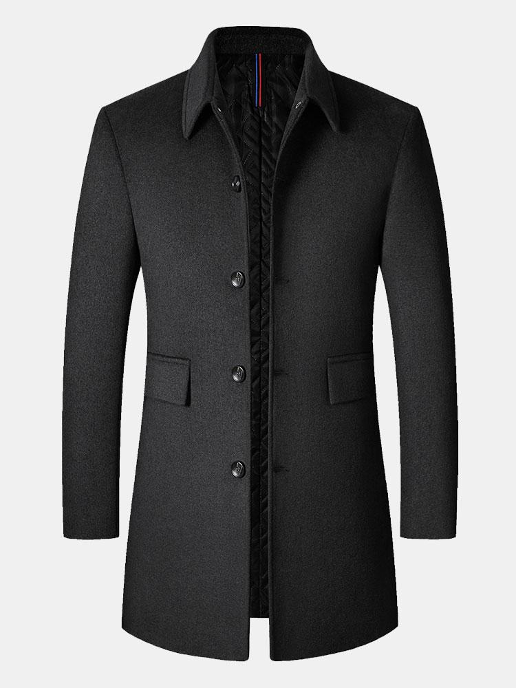 Stone | Quilted Lined Wool Blend Lapel Overcoat