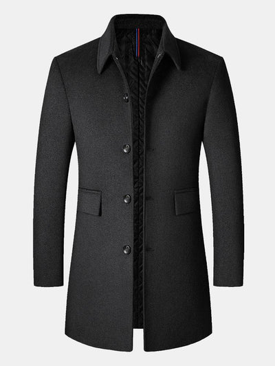 Stone | Quilted Lined Wool Blend Lapel Overcoat