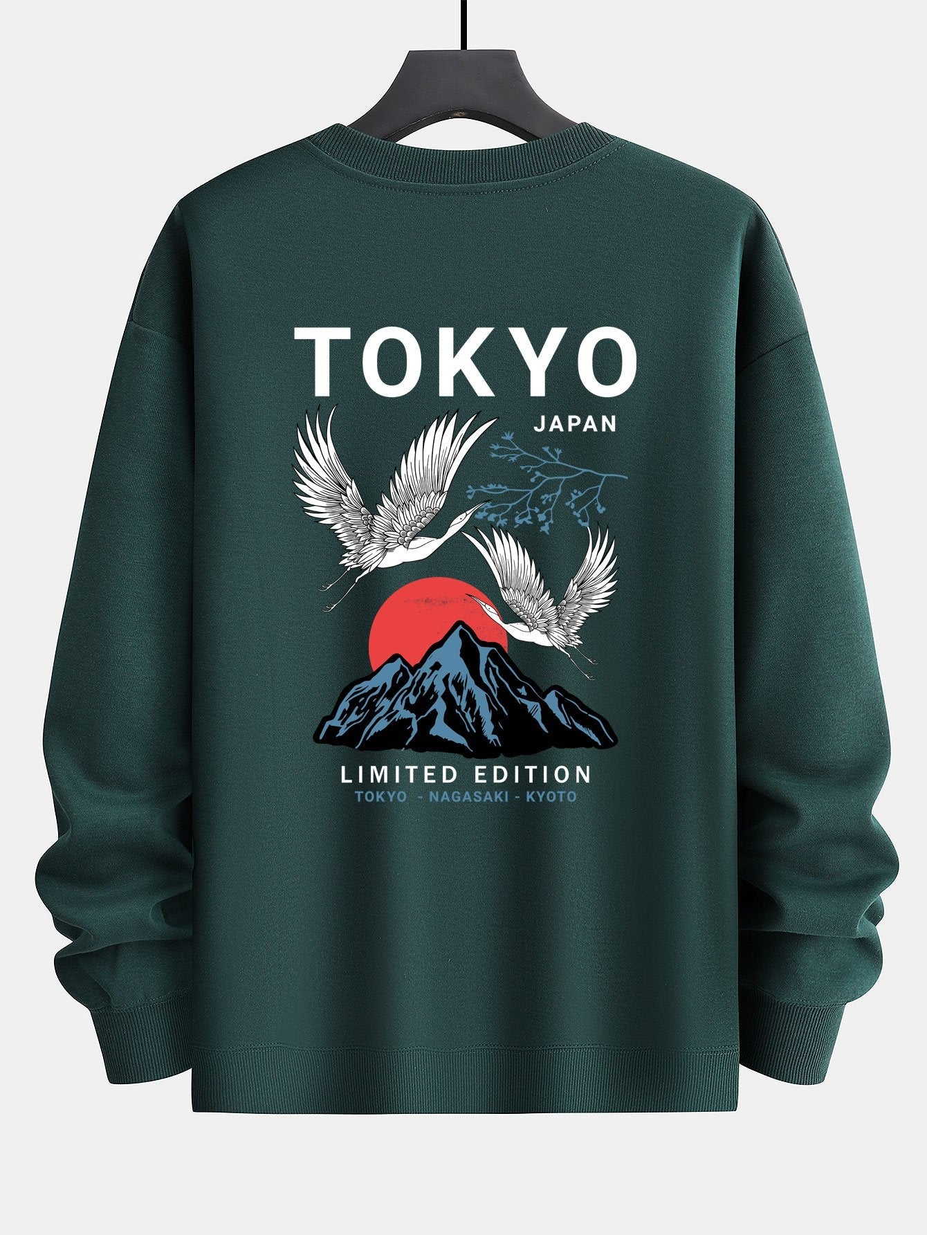 Luis® | Tokyo Crane Back Print Relax Fit Sweatshirt