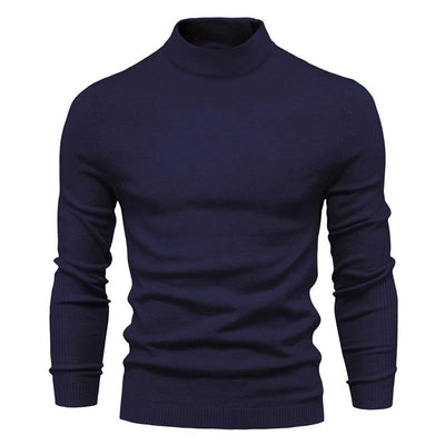 Men's Solid Color Turtleneck Pullover Knit Sweater