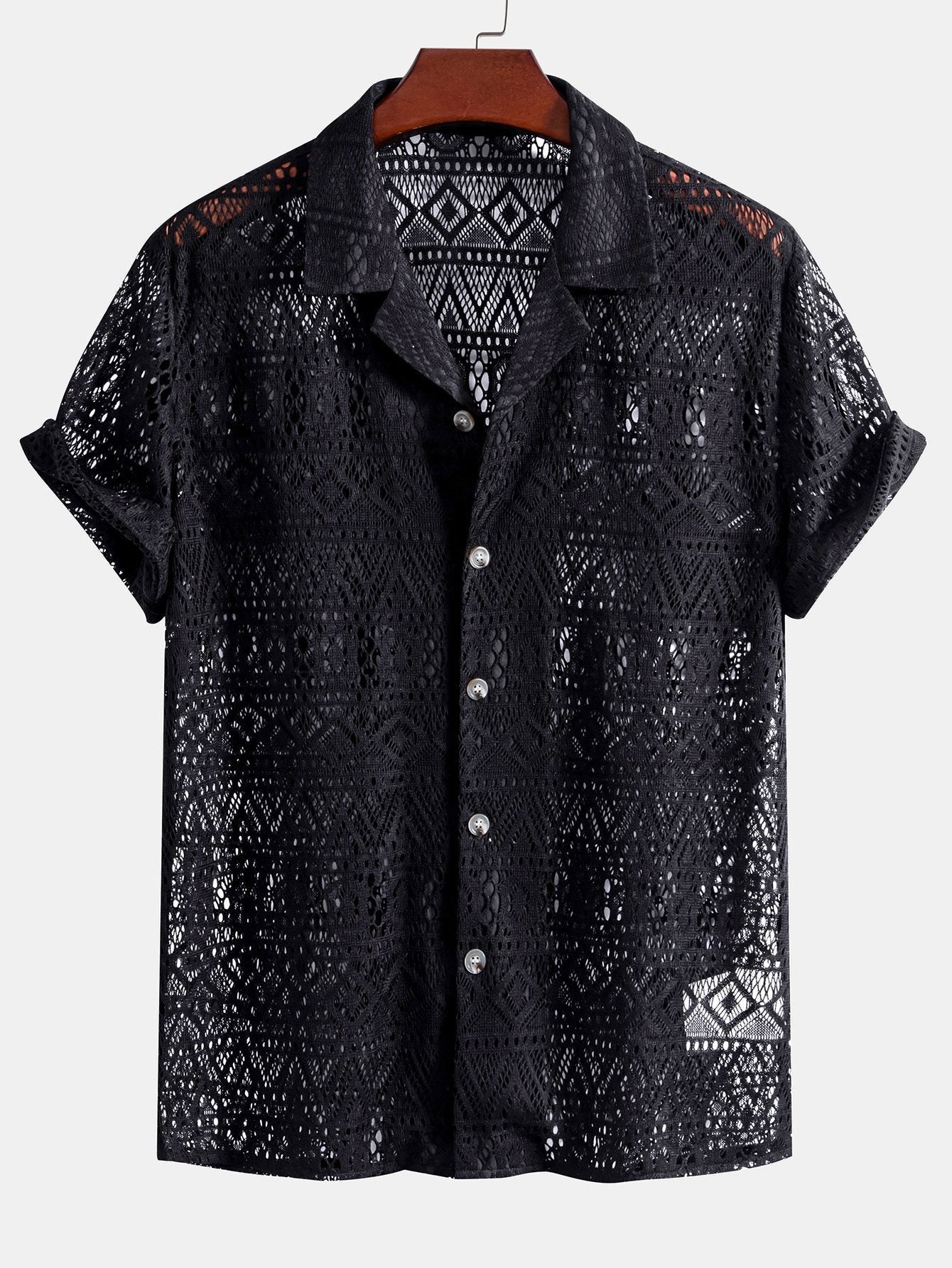 Erik® | Short Sleeve Geometry Textured Cuban Shirt