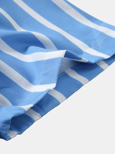 Andreas® | Striped Button Up Stand Collar Shirt