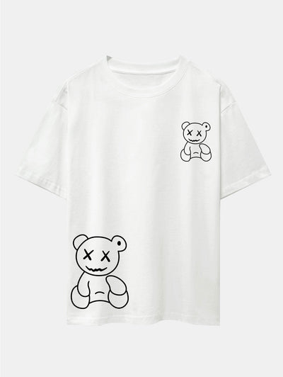 Adolfo® | Bear line Print Drop Shoulder Oversize T-Shirt